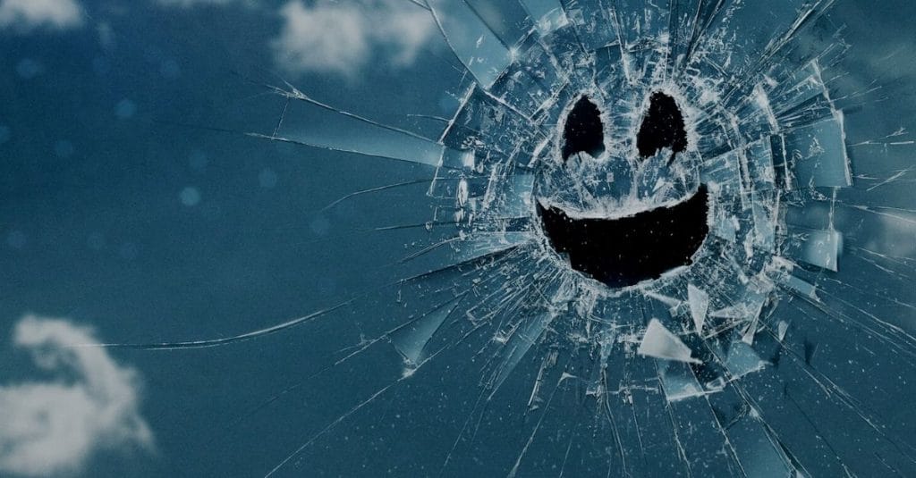 Netflix Black Mirror photo cracked glass with smile