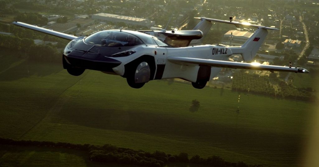 flying car over a city